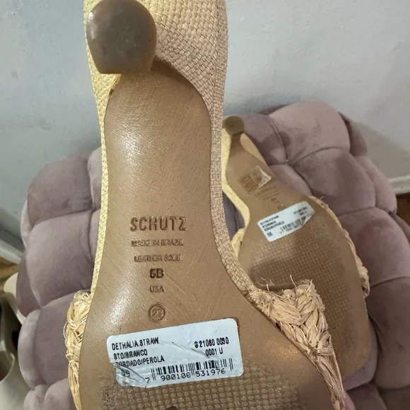 Schutz dethalia straw raffia sandal, kitten heel, natural, size 5 - Picture 6 of 10